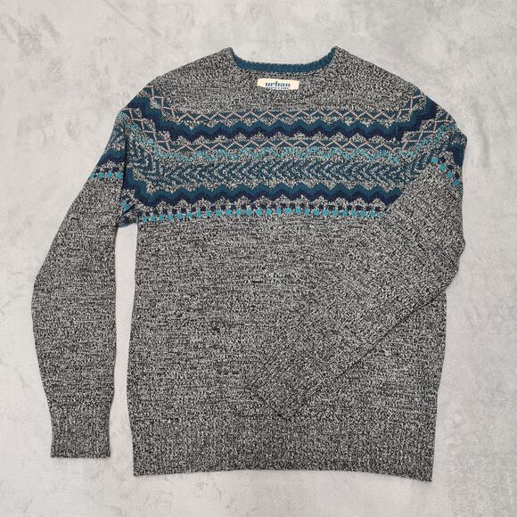 Fair Isle Pattern Sweater Urban Pipeline Men's XL Crew Neck Cotton Knit - Picture 1 of 7